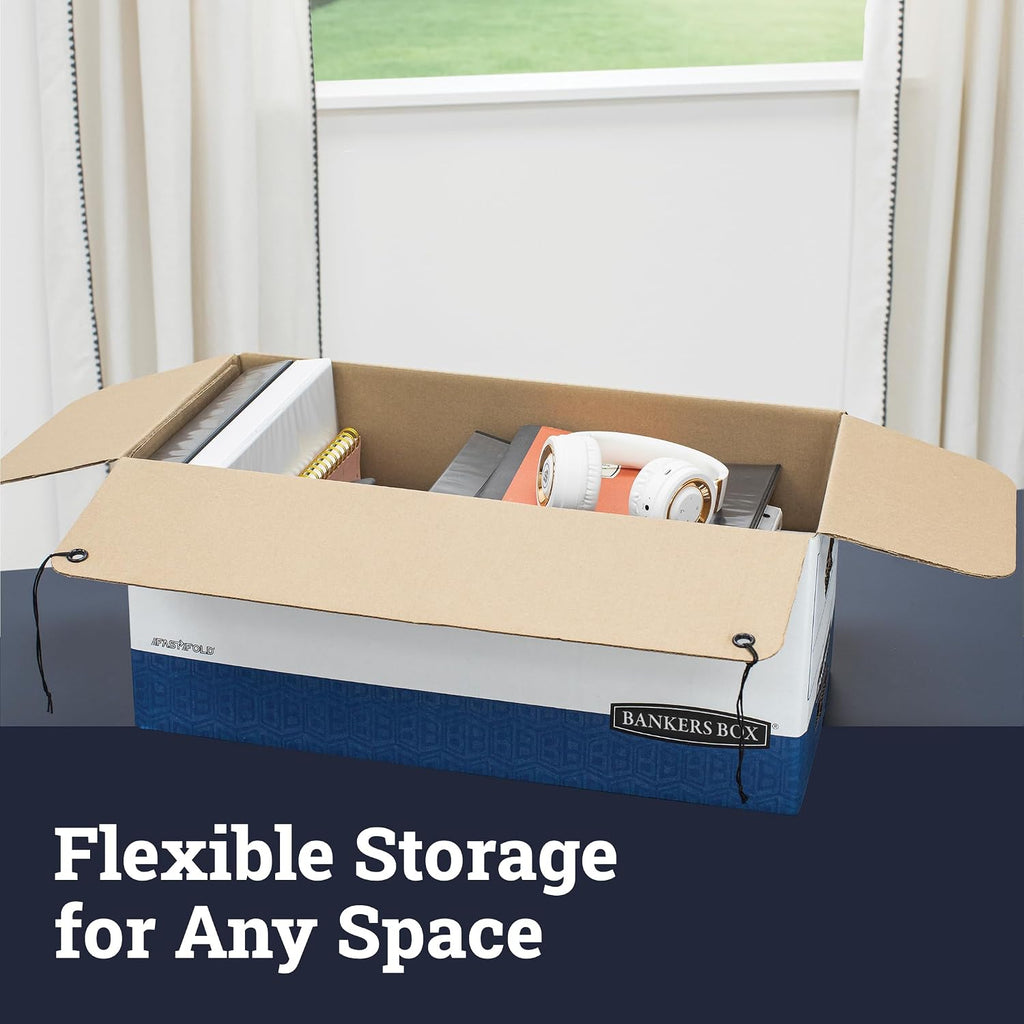 12-Pack Heavy-Duty String & Button File Storage Box, FastFold Assembly, Letter, STOR/FILE, (11111)