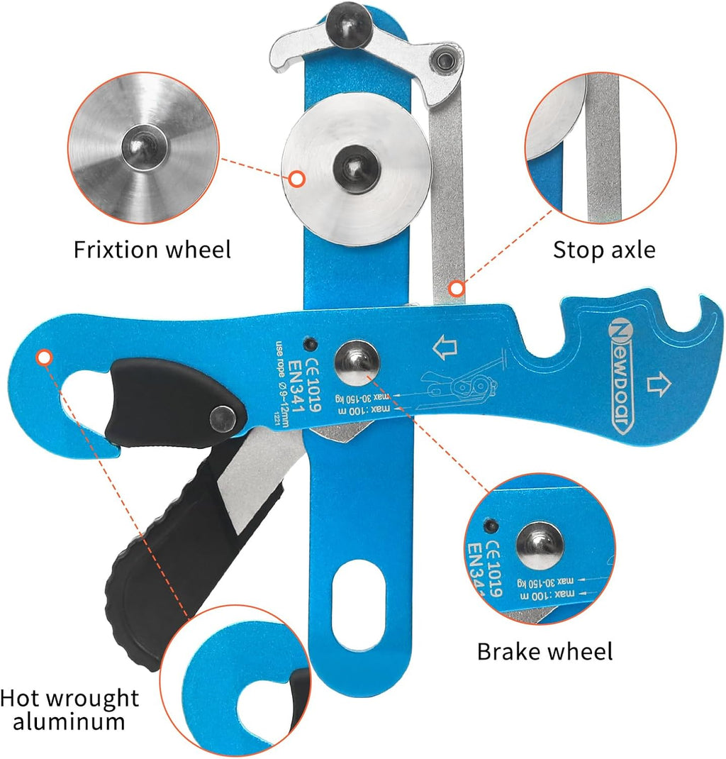 Climbing Stop Descender Rappelling Belay for Ropes 10-12mm The Novices for Rescue & Arborist CE Certification