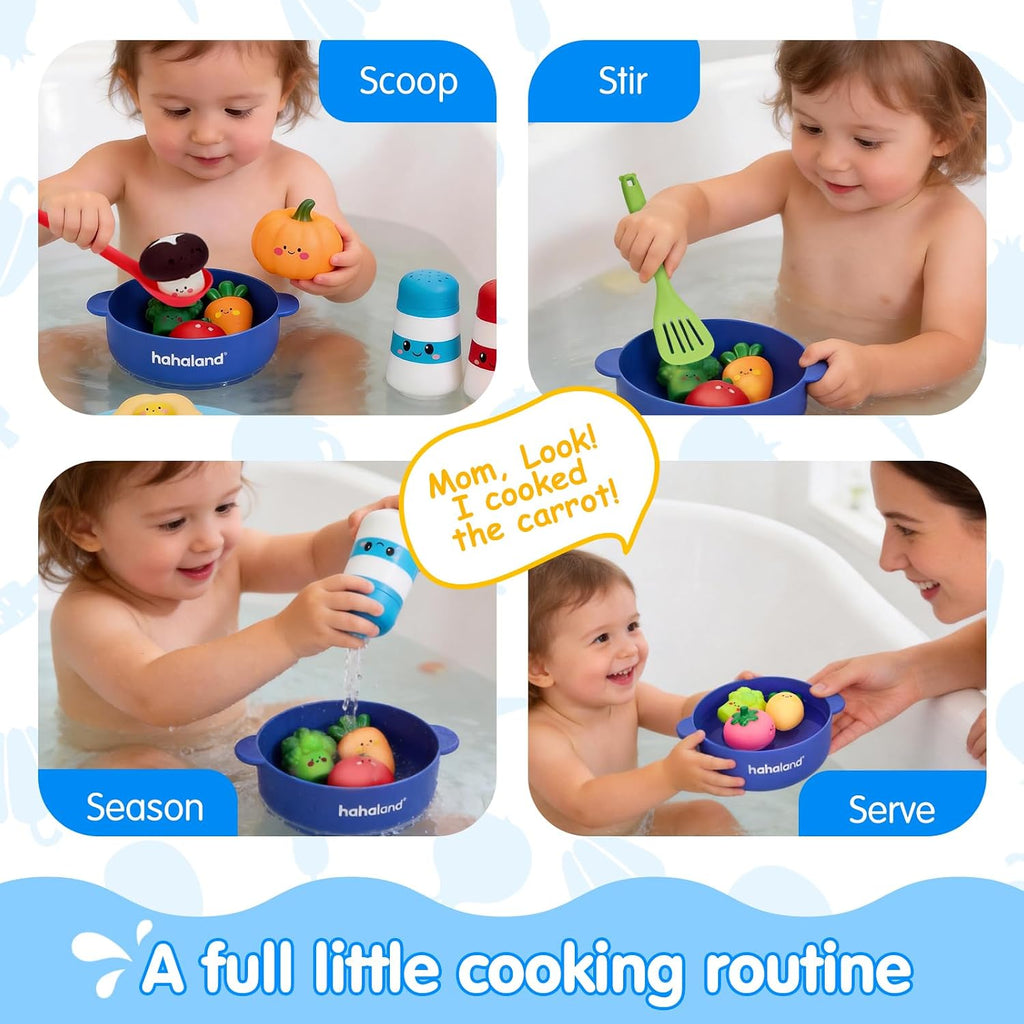 Bath Toys for Kids Ages 1-3, Color-Changing Pretend Cooking Set | 15PCS Pretend Cooking Set with Color Changing