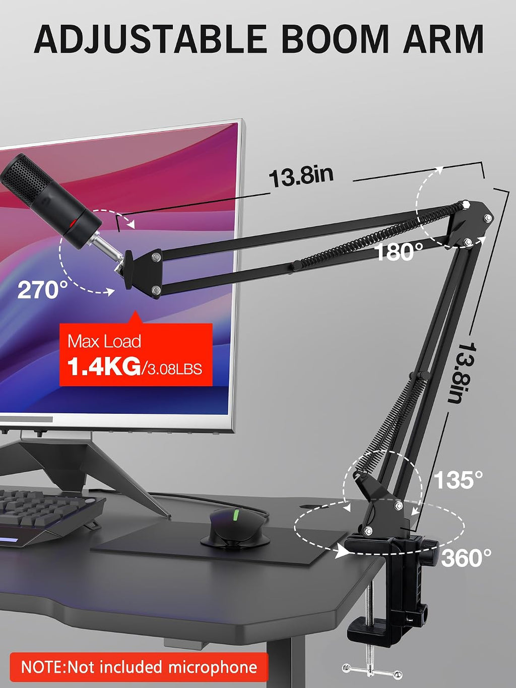 SoloCast 2 Mic Arm with Pop Filter Windscreen - Gaming Microphone Stand Compatible with SoloCast 2, Mic Stand with