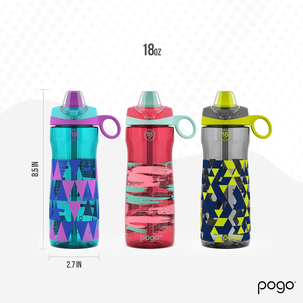 BPA-Free Tritan Kids Water Bottle with Silicone Soft Straw, Grey Geode, 18 oz. | Leakproof water bottle with soft