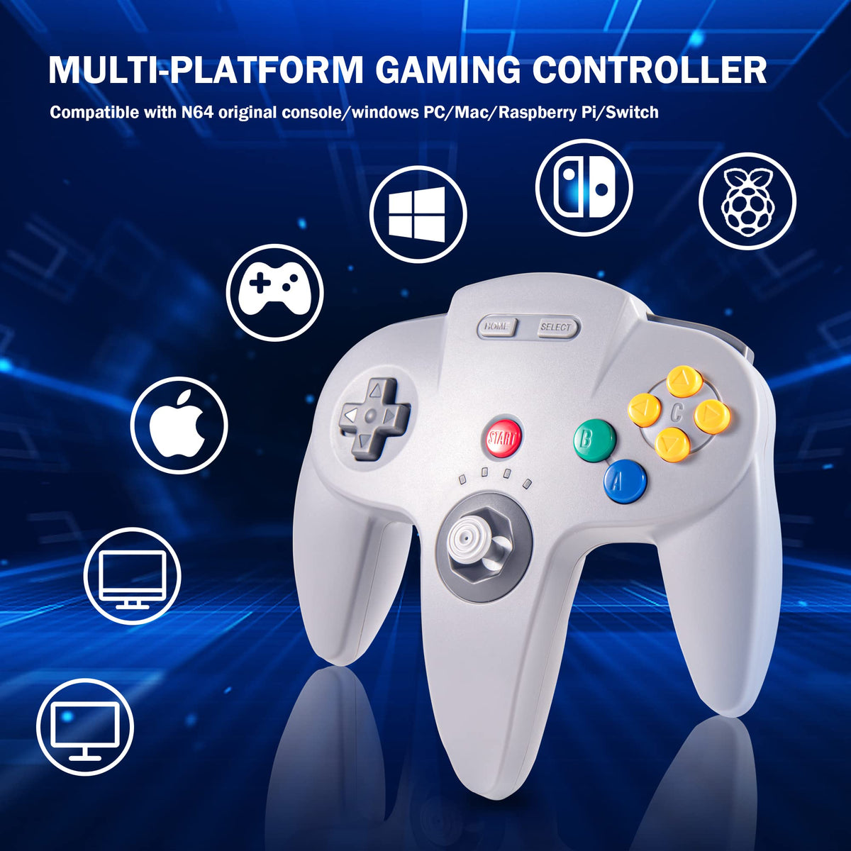 2 Pack Wireless N64 Controller for Switch Games, 2.4GHz N64 Remote Joystick Wireless Gamepad Compatible with Windows