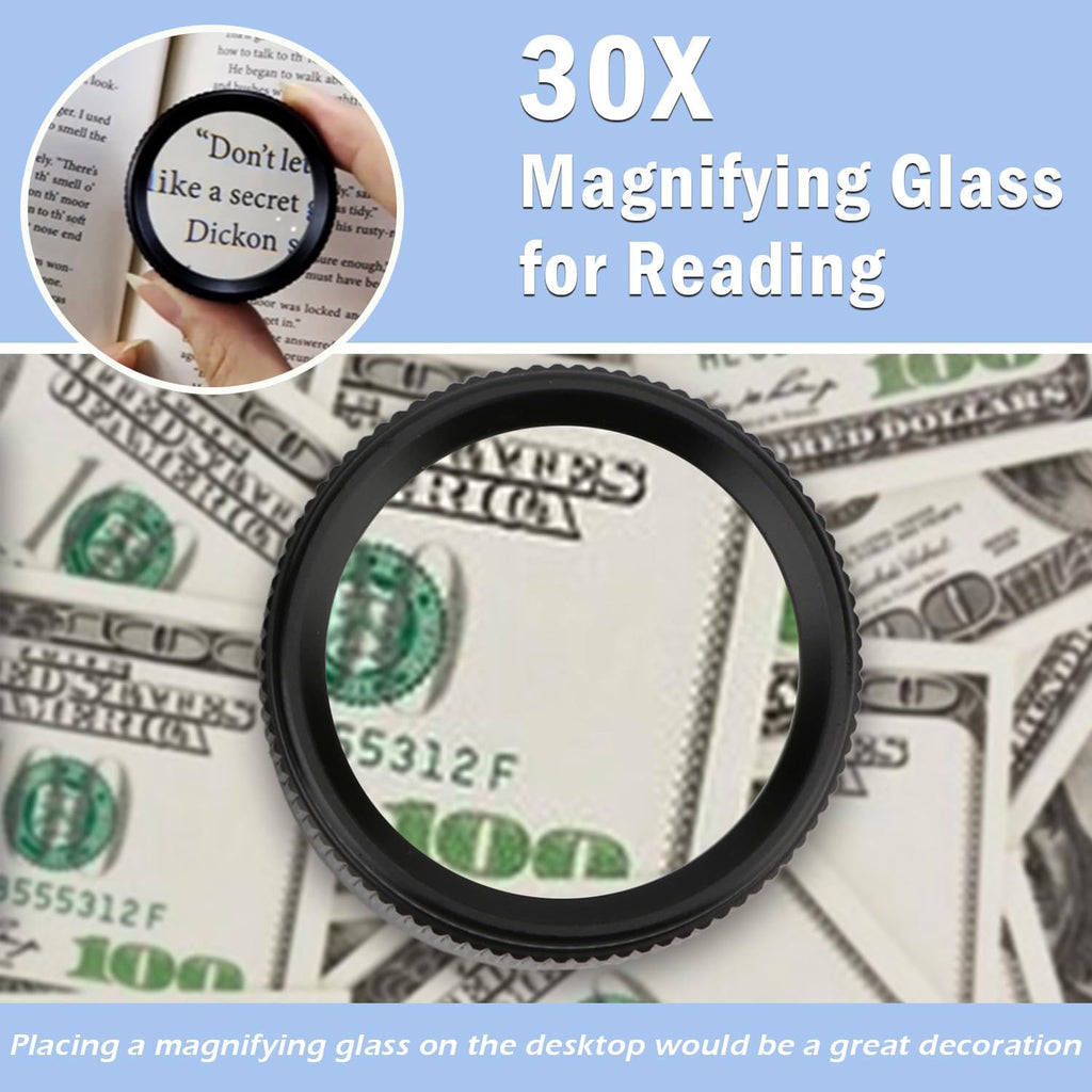 30X Portable Jewelers Loupe Pocket Handheld Magnifier | Sturdy metal, loupe handheld magnifying glass for jeweler