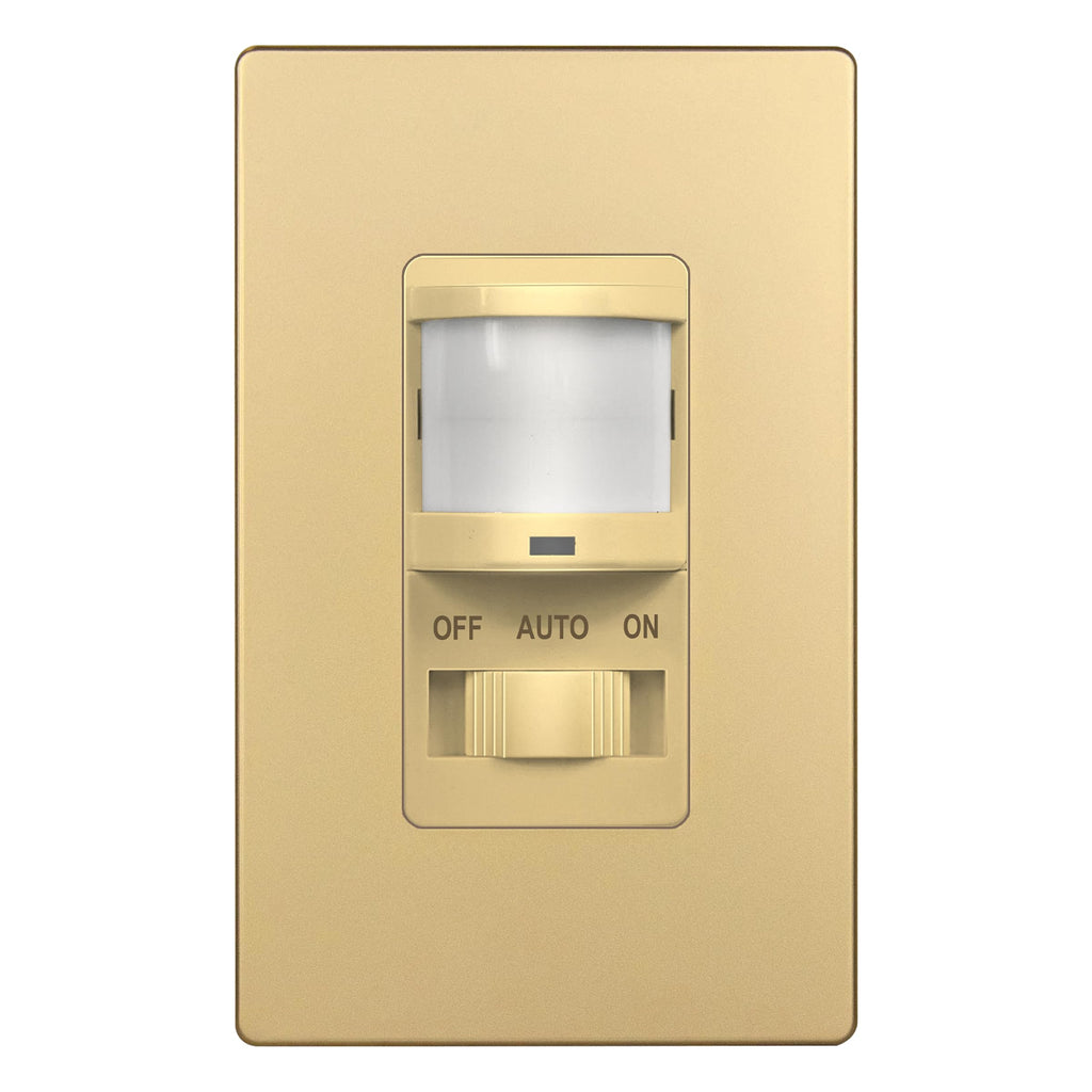 in Wall PIR Motion Sensor Light Switch, Need Neutral Wire, Gold