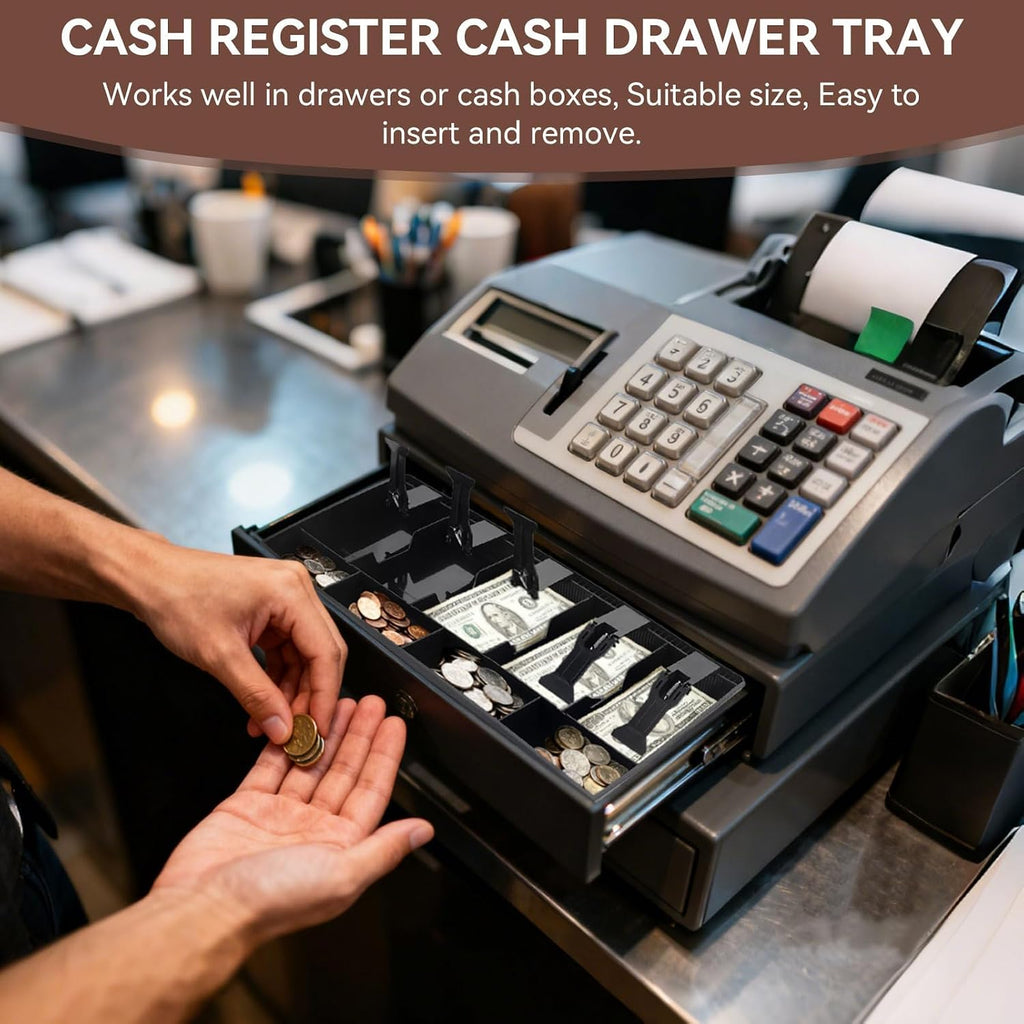 Cash Register Drawer Insert Tray 5 Bill 4 Coin, Safe Case Box Money Tray Insert Storage Organizer Drawer for