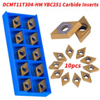 Oumefar 10pcs DCMT11T304-HM Carbide Turning Inserts, YBC251 Carbide Golden