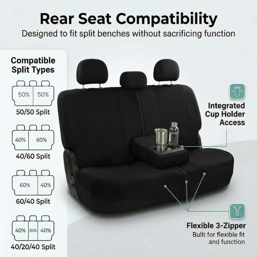 Universal Car Seat Covers Full Set for SUV Truck Sedan Vans | All-Purpose Cloth Seat Cover Set Airbag Compatible