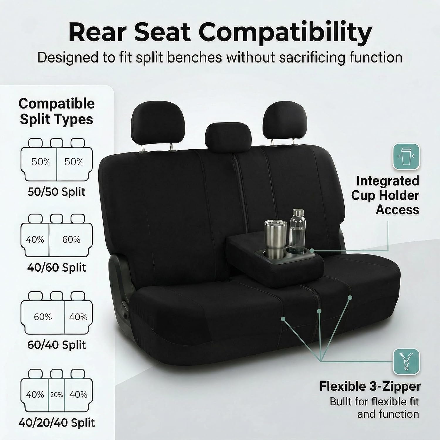 Universal Car Seat Covers Full Set for SUV Truck Sedan Vans | All-Purpose Cloth Seat Cover Set Airbag Compatible