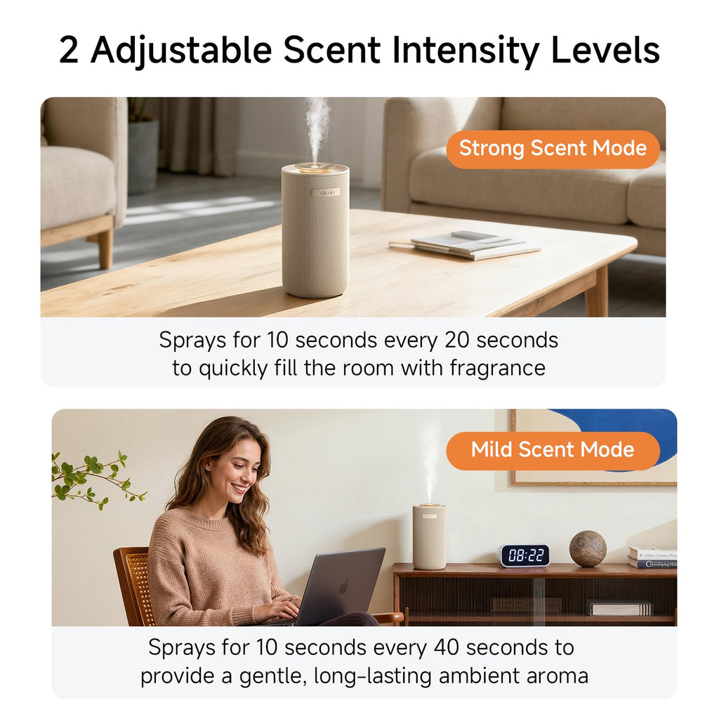 Waterless Essential Oil Diffuser for Home & Car, Cordless Scent Diffuser