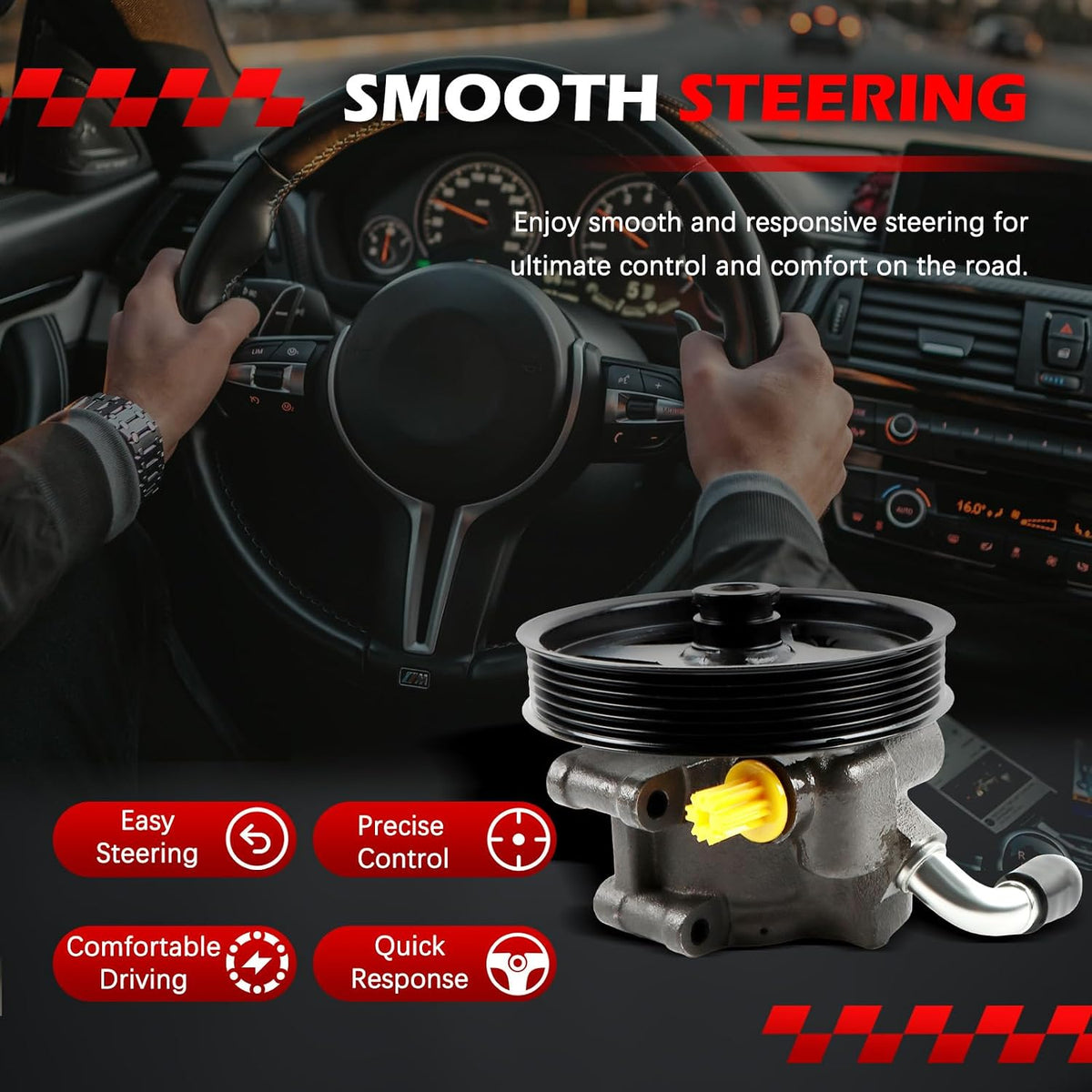 20-282 Power Steering Pump Fit for F-150 V6 4.2L 1997-2003, F-150 L6 4.9L 1997, F-150 V8 4.6L 2002-2003, F-150 V8 5.4L 02-03, F-150 Heritage All Engine 2004, Crown Victoria All Engine 99-02