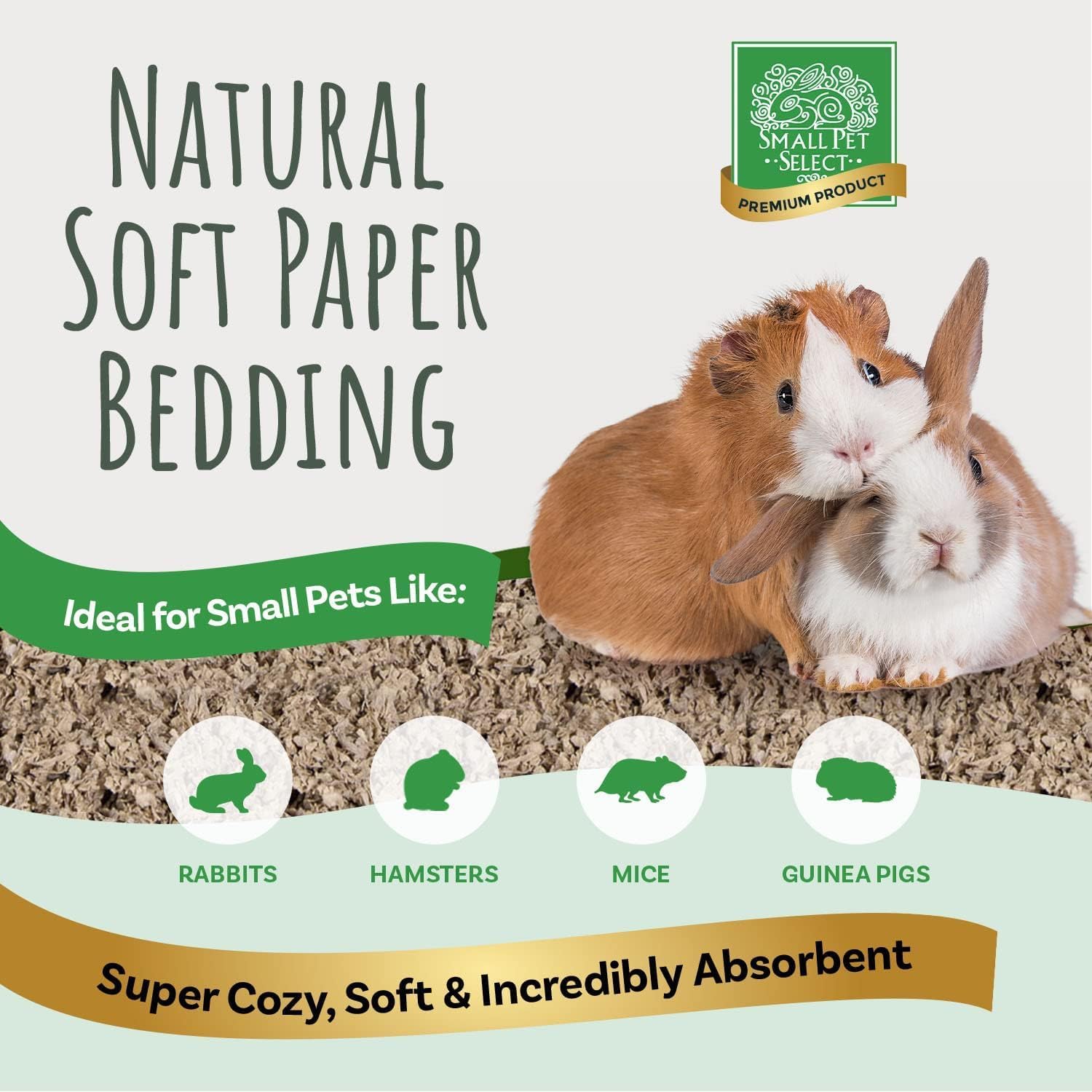 Premium Soft Paper Bedding, Beige, 56 L | Natural Absorbent Bedding, Odor Control, Made in USA