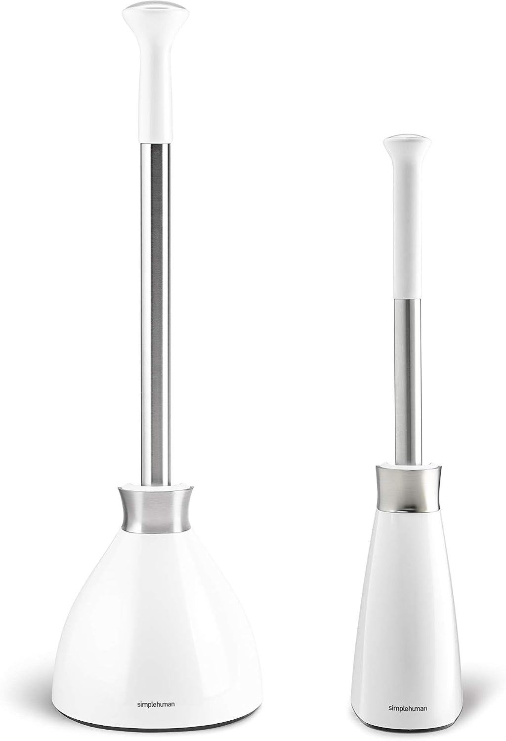 Toilet Plunger and Toilet Brush Set with Holder, Magnetic Drip-Free Covers, Crescent Brush Head and Modern-Toilet