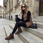 Britain Genuine Suede Chelsea Ankle Boots for Women, Brown 8
