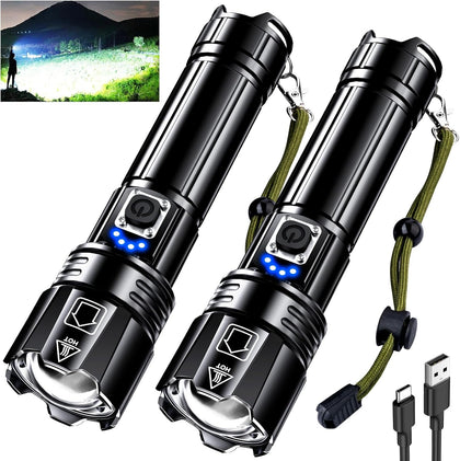 Rechargeable LED Flashlight 99000 High Lumens, Super Bright Flashlights with Zoomable & USB C Rechargeable & 5 Light