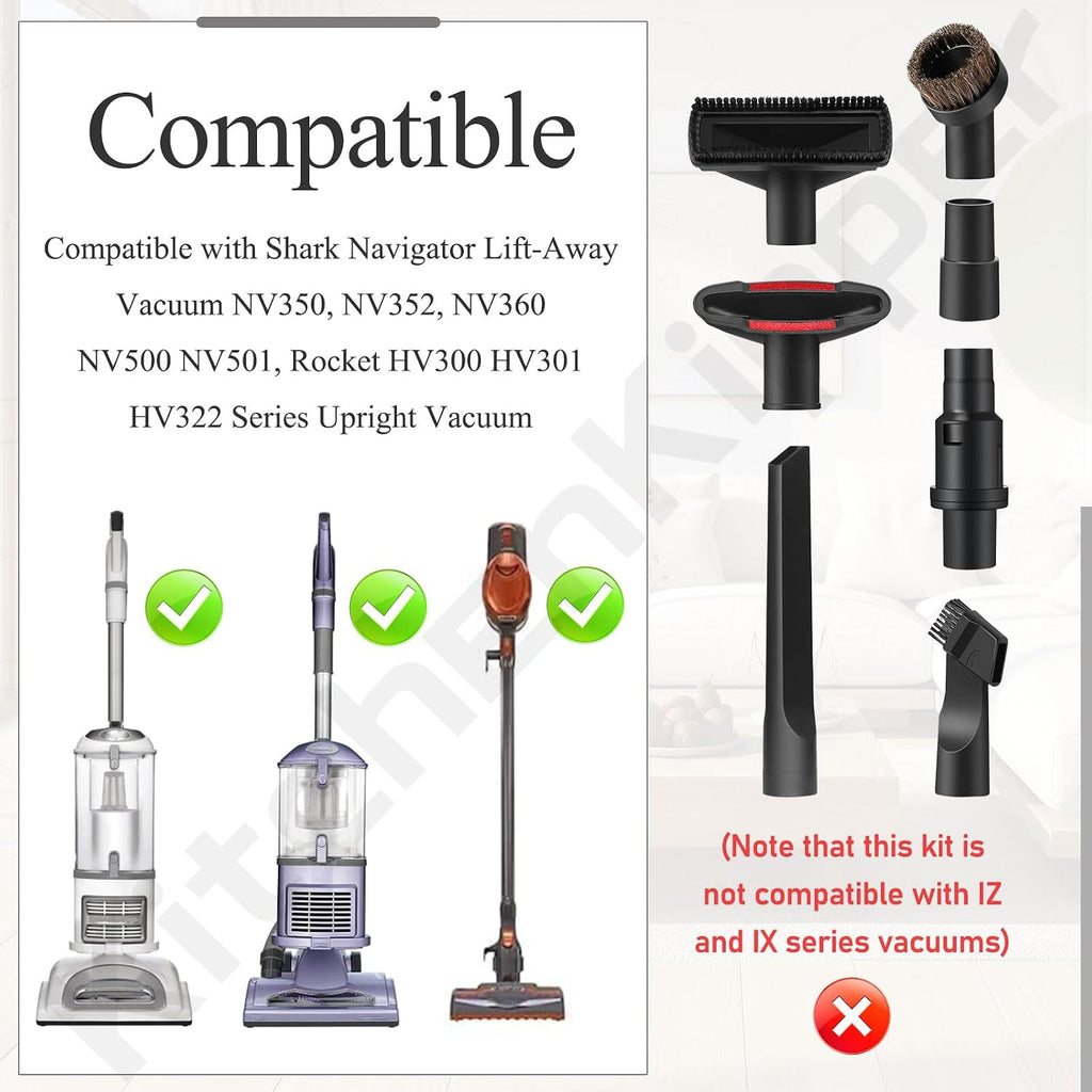 1 1/4" (32mm) Vacuum Attachments Compatible with Shark Navigator Lift-Away NV350, NV352, NV360, NV500 NV501, Rocket
