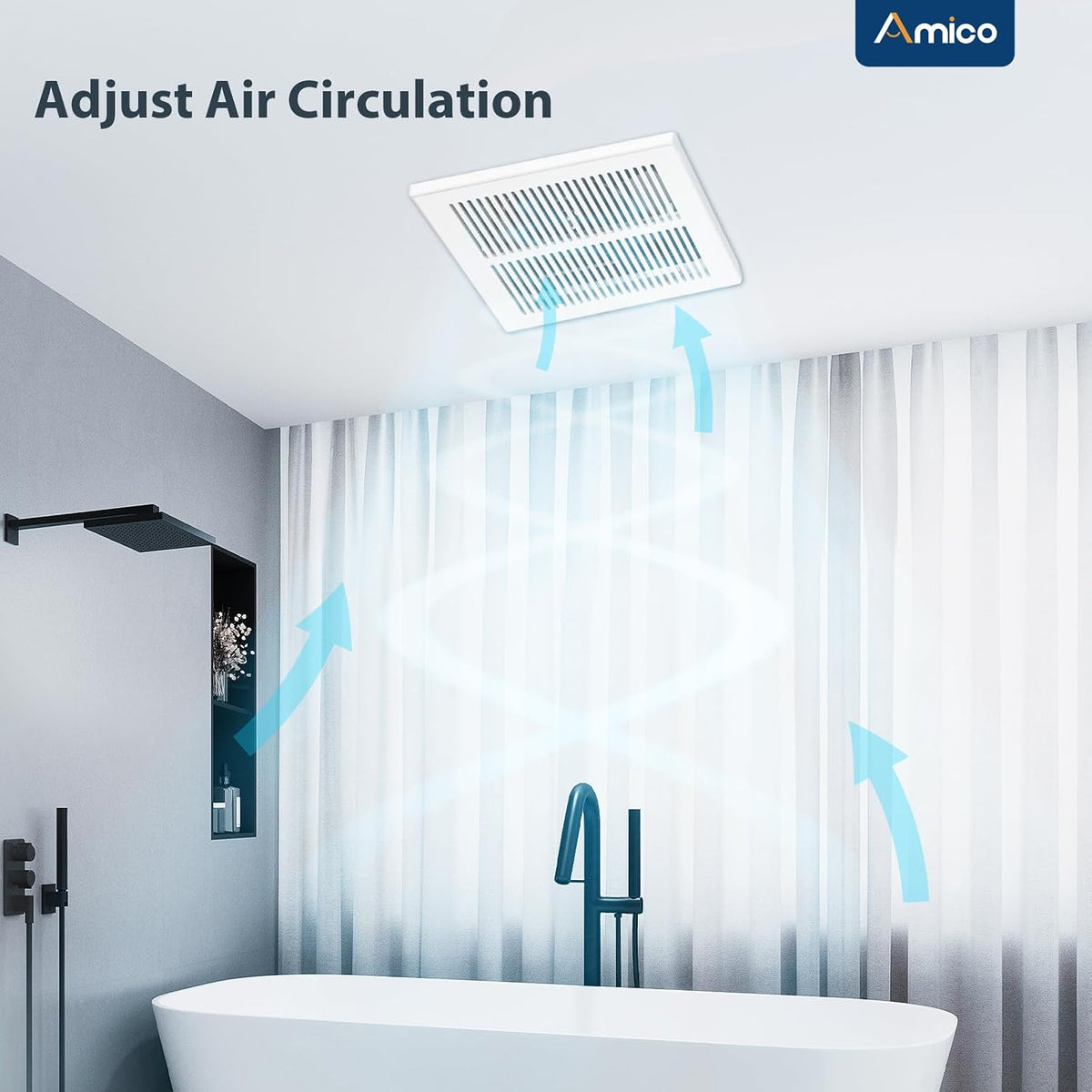Amico Bathroom Exhaust Fan, 1.0 Sones, 80 CFM, No Attic Access Needed