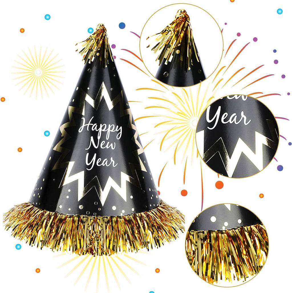 2026 Happy New Year Party Decorations 26pcs New Year's Eve Party Supplies Includes Cone Hats, Tiaras and Bead