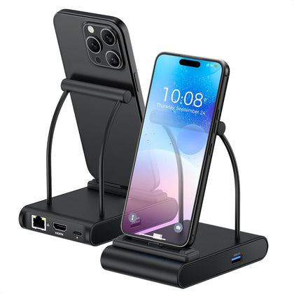5-in-1 iPhone 16/15 USB C Hub HDMI 4K@60Hz, iPad Docking Station with Gigabit Ethernet, USB-A 3.2 Port, 100W PD, USBC