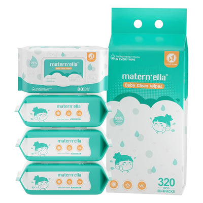 Baby Wipes, Diaper Wipes for Sensitive Skin, Wet Wipes with 99% Water Based, Hypoallergenic, Safe and Gentle, 4