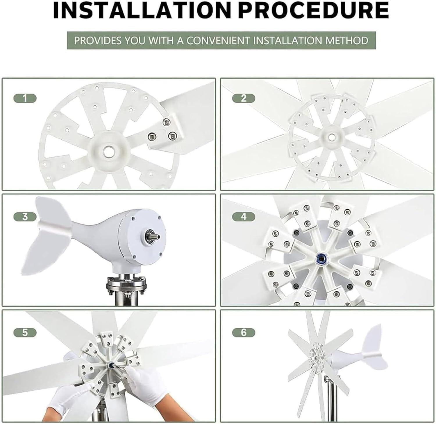 12000W Wind Turbine with Wind Solar Controller, Generator Kit 8 Blades Blue, 48V
