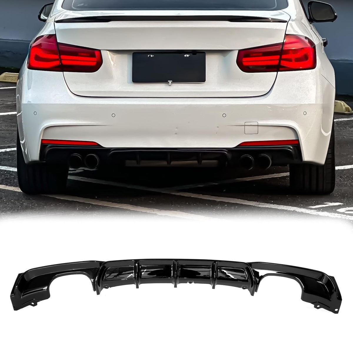 BDBO Rear Diffuser Compatible with 2013-2019 BMW F30 M-Sport Bumper