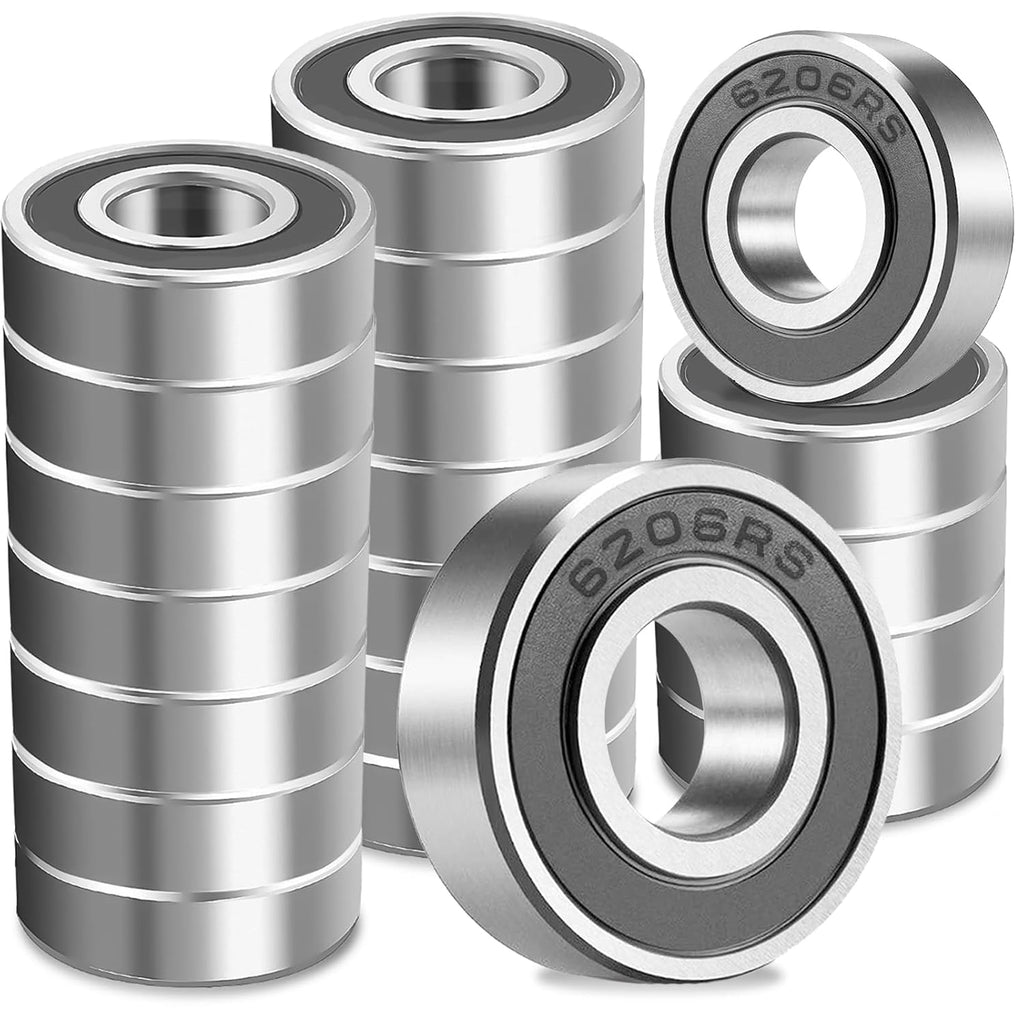 20 Pcs 6206-2RS Double Rubber Seal Bearings 30x62x16mm Deep Groove Ball Bearing High Precision Pre-Lubricated and Stable Performance and Cost Effective