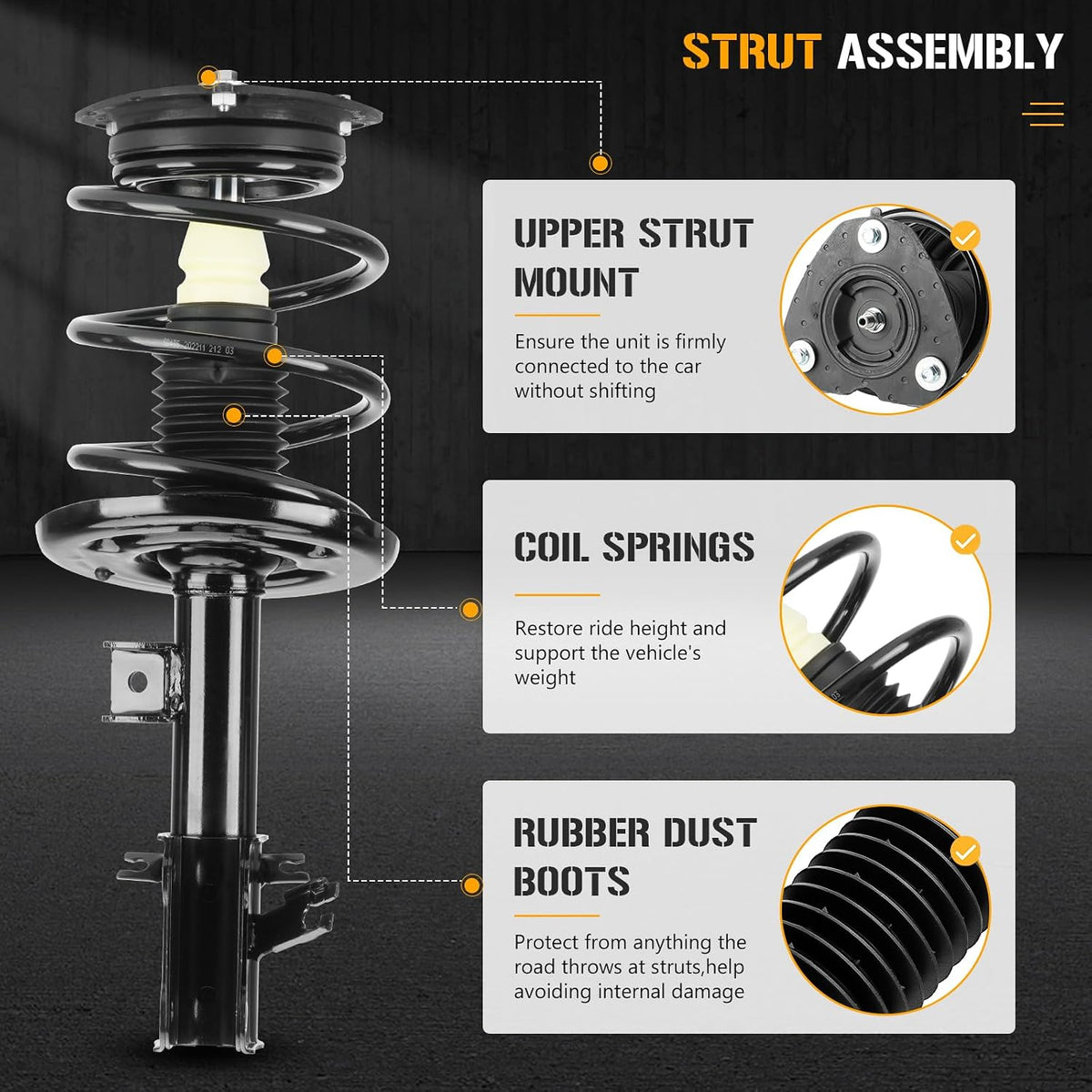Front Strut Complete Coil Spring Assembly Shock Absorber Fit for Nissan Altima 2.5L 3.5L 2007-2012 (Excluding Hybrid), Altima S 2.5L Coupe 2013, 172393 172392 (Set of 2)