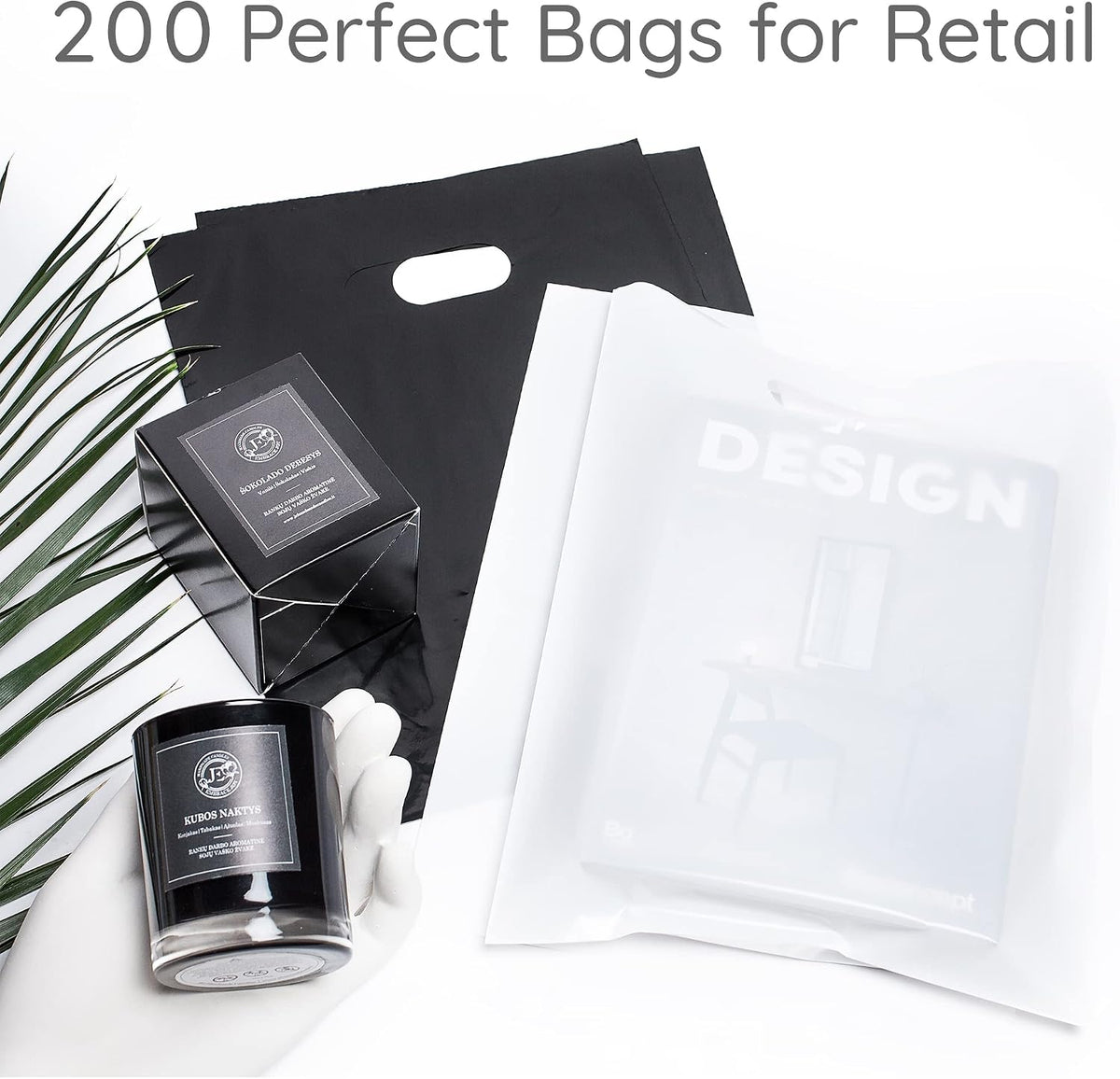 200 Black And White Plastic Bags 9x12 Merchandise Bags