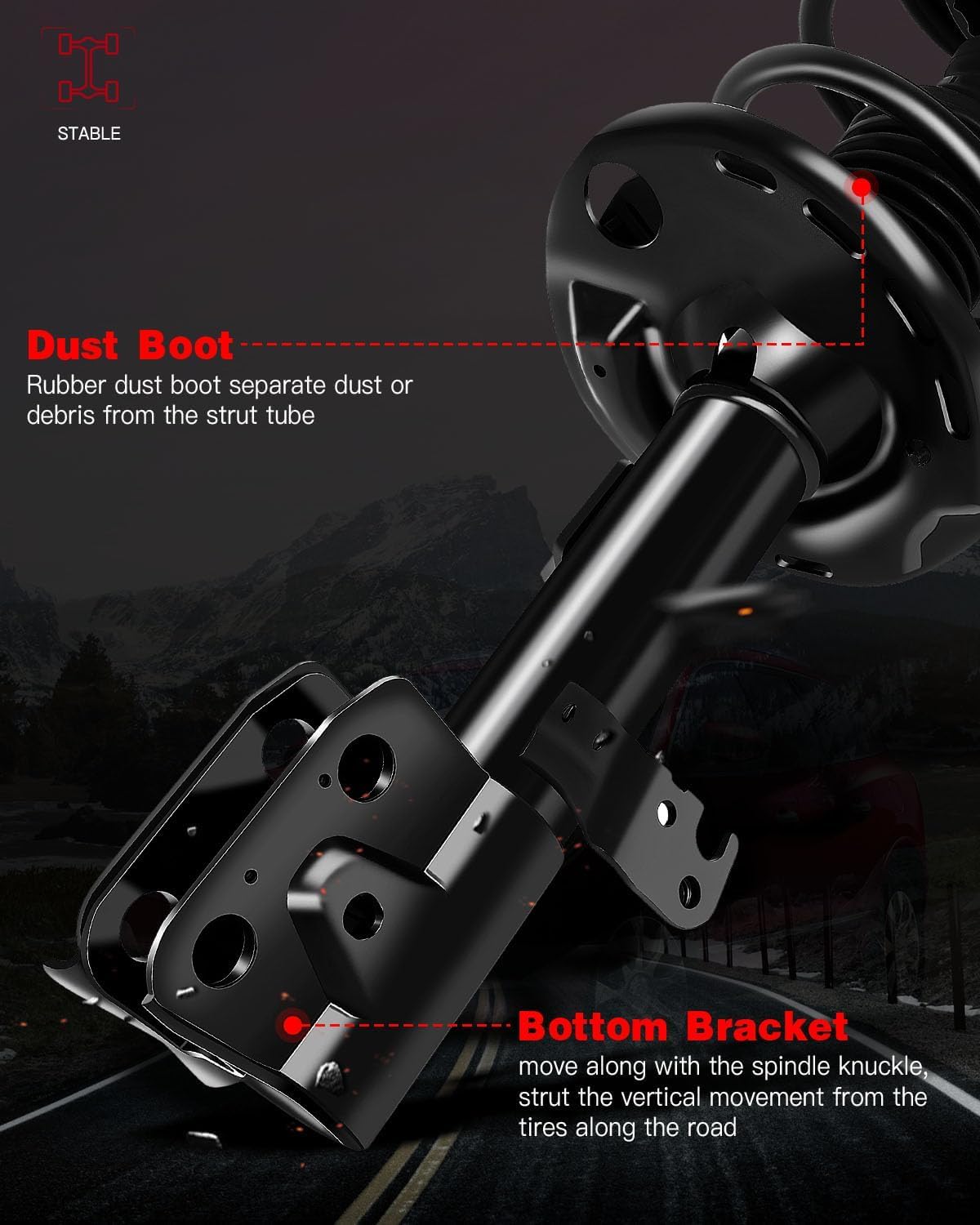 GDSMOMTU Strut Shock Assembly Fit 2014-2019 for Toyota for Corolla 1.8L