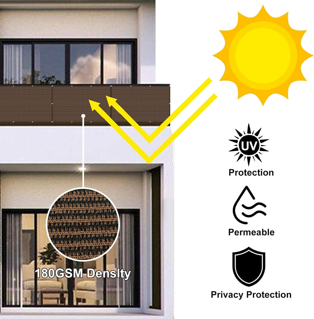 Balcony Privacy Screen Cover Mesh Windscreen Weather-Resistant UV Protection for Backyard Deck, Patio, Balcony, Pool