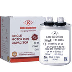 Globe Capacitor, Oval Run Start, 5MFD CBB65 Single Element, 370V/440V