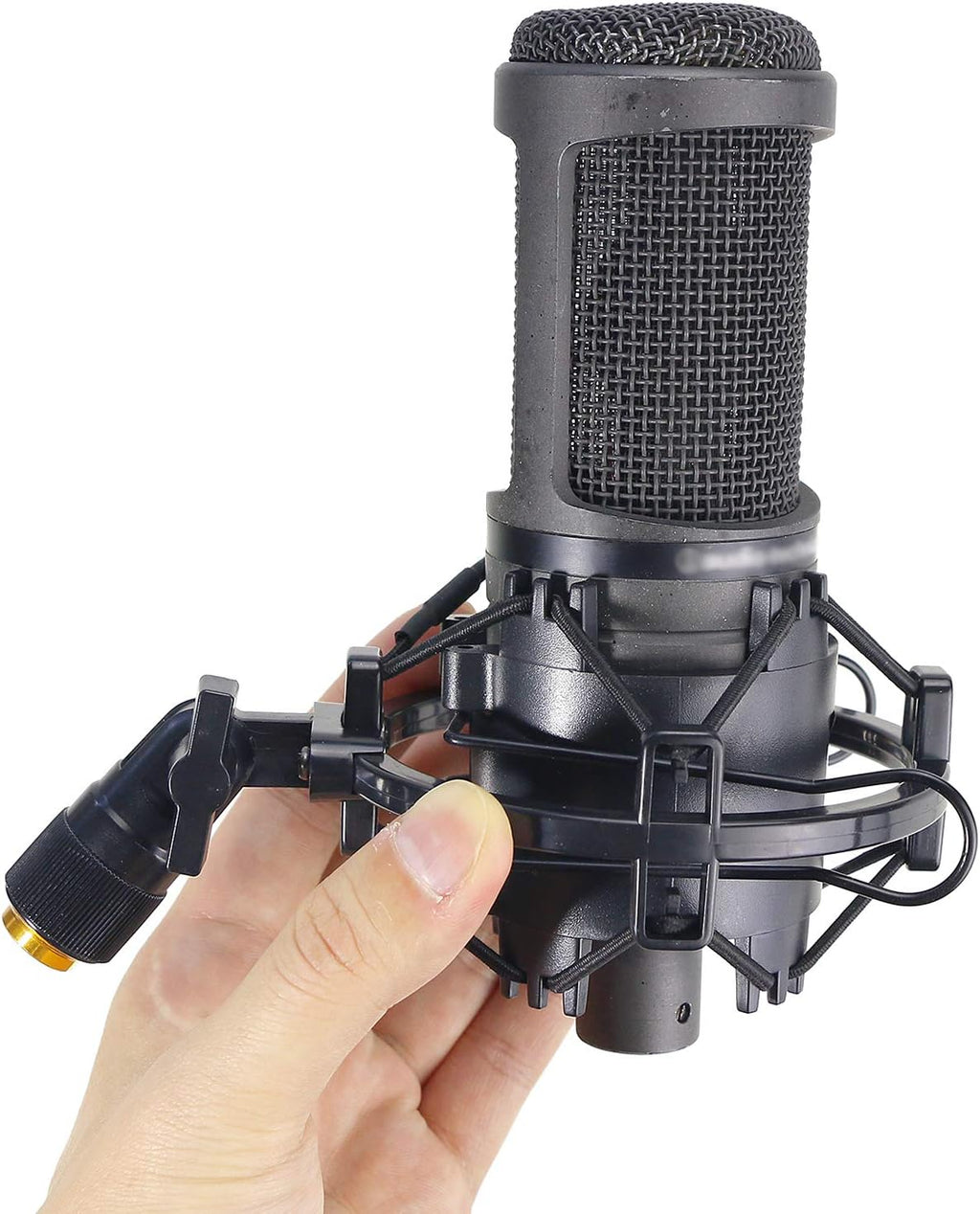 AT2020 Shock Mount with Pop Filter - Foam Windscreen with Microphone Shockmount Reduces Vibration Noise and Blocks