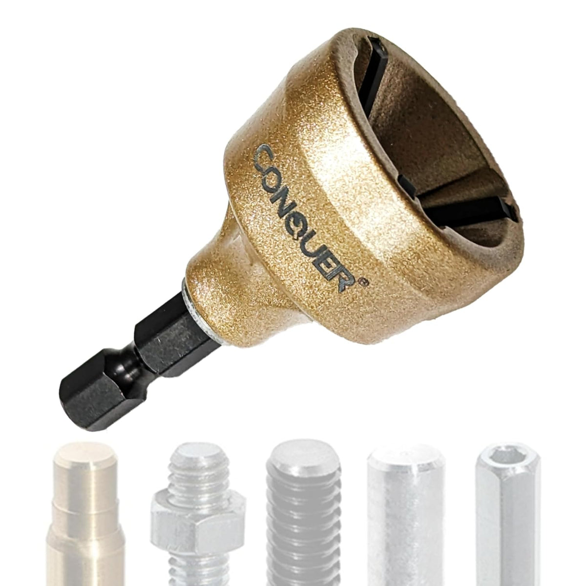 CONQUER Deburring External Chamfer Tool, Tungsten Blade, Fits 1/8"-3/4"
