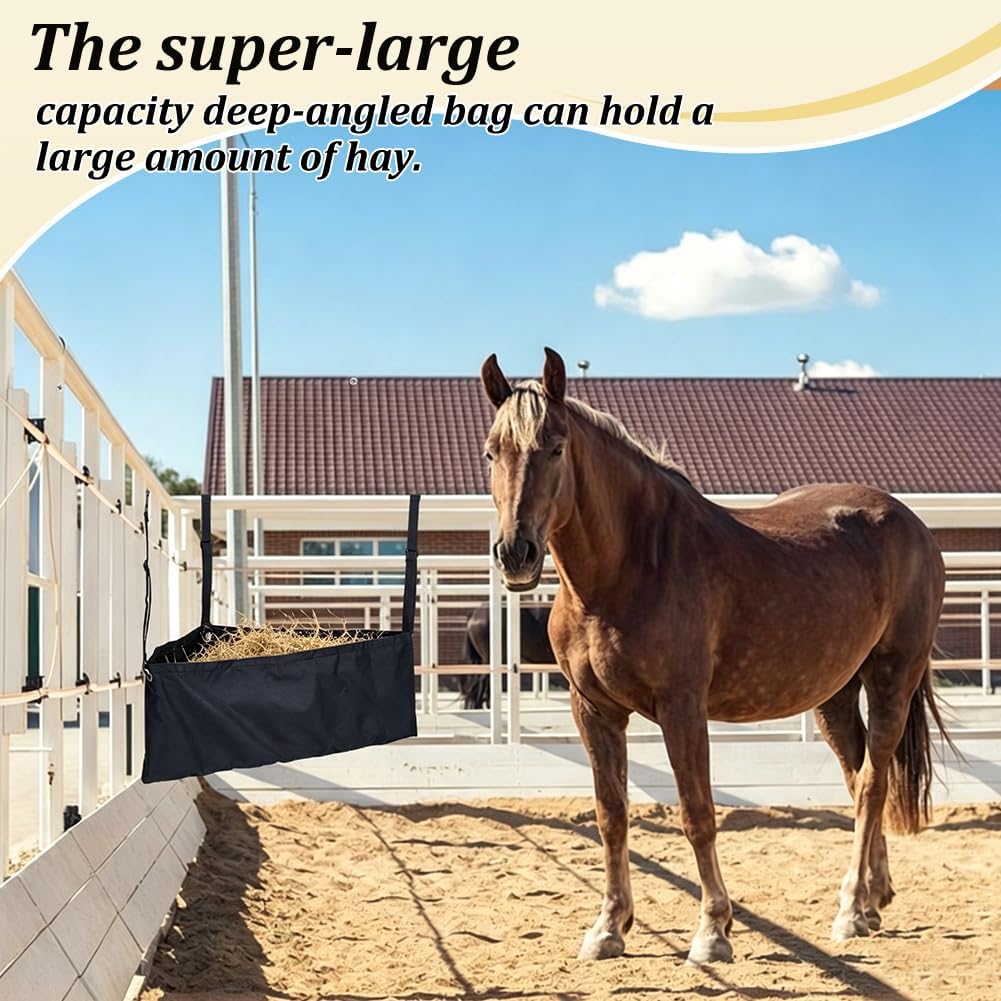 2Pack 32x15.9x10.3inch Horse Corner Hay Feeder Bag, Durable Oxford Cloth Large Capacity Hay Bag for Horse Trailer
