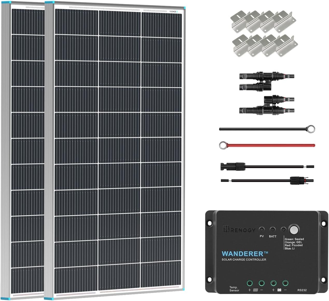 200W 12V Monocrystalline Solar Panel Kit + 30A PWM Charge Controller | 200W 12V Monocrystalline solar starter kit