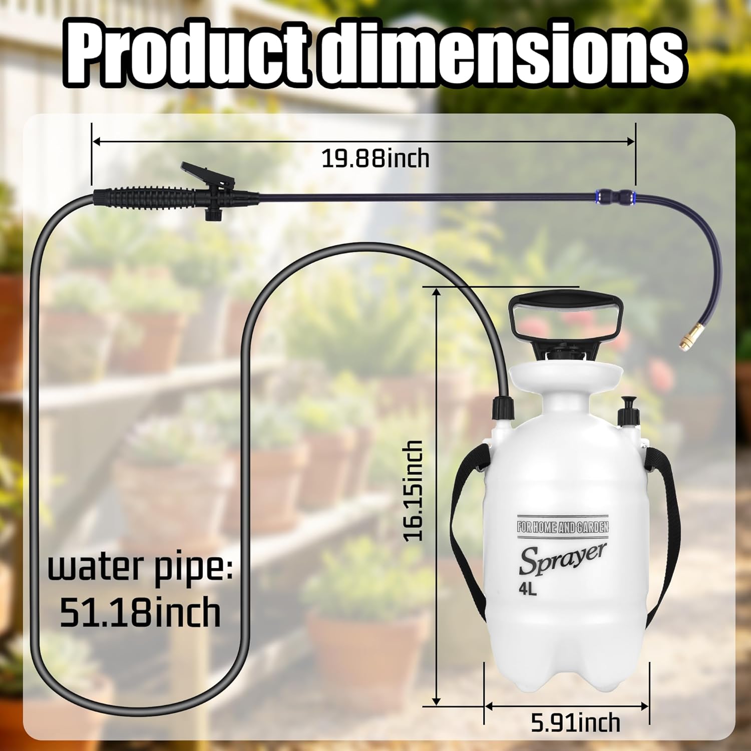 4L Watering Can for Hanging Plants, Adjustable 360° Flexible Nozzle Long Reach Plant Watering Sprayer, No Battery