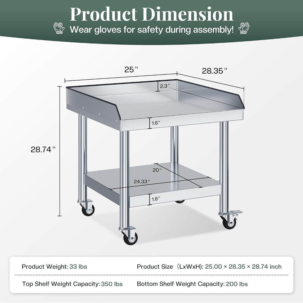 25-Inch Stainless Steel Equipment and Grill Stand