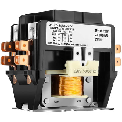 2 Pole Air Conditioner Contactor 40 Amp 220V Coil,AC Definite Purpose Contactor,Air Conditioner Contactor Compatible for Relays,Air Conditioner,Heat Pump,Refrigeration Systems by MIFLUS