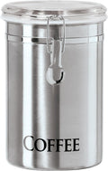 Stainless Steel Coffee Canister 62 fl oz - Airtight Clamp Lid, Clear See-Thru Top - Ideal for Coffee Bean Storage