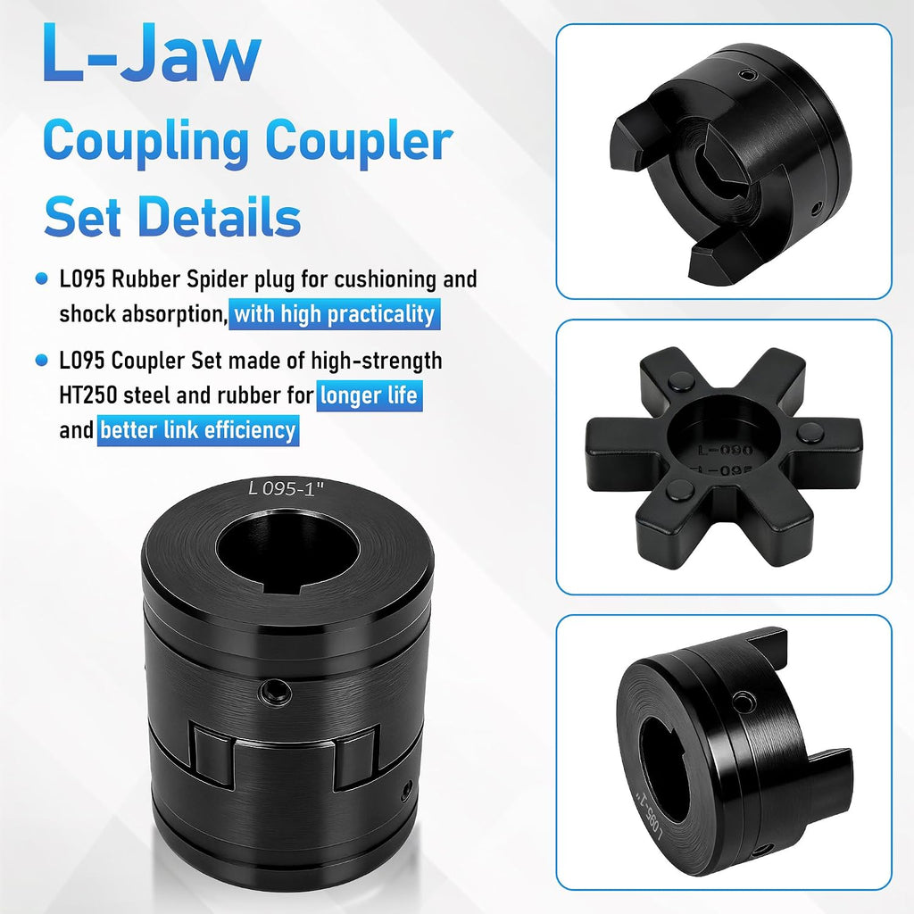 1/2" to 1" L095 Flexible L-Jaw Coupling Log Splitter Pump Coupler