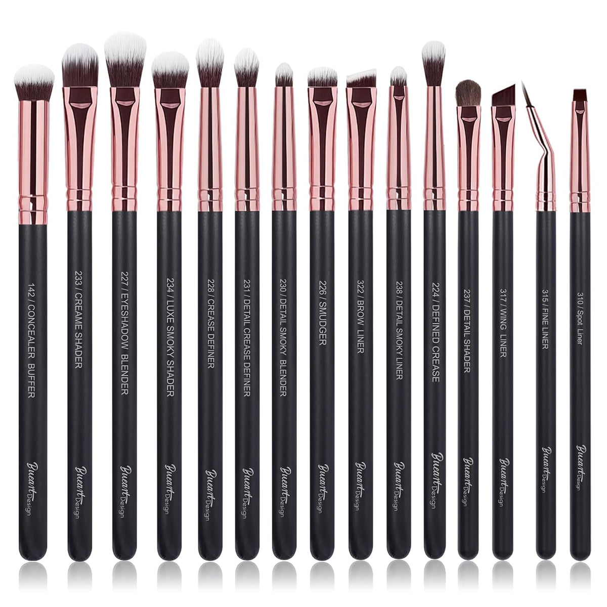 15Pcs Professional Eye shadow brush set (Rose Gold & Black)