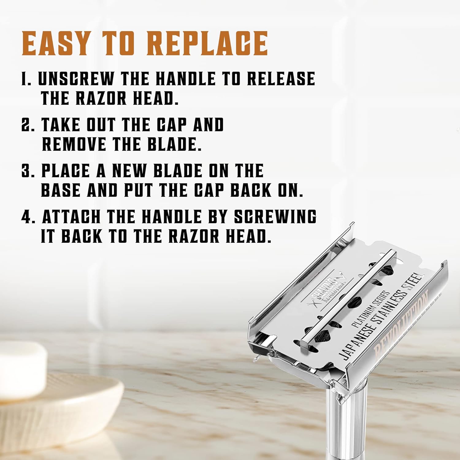 Double Edge Razor Blades - 50 Count | Platinum Japanese Stainless Steel - Smooth, Precise & Clean Shave - Fits