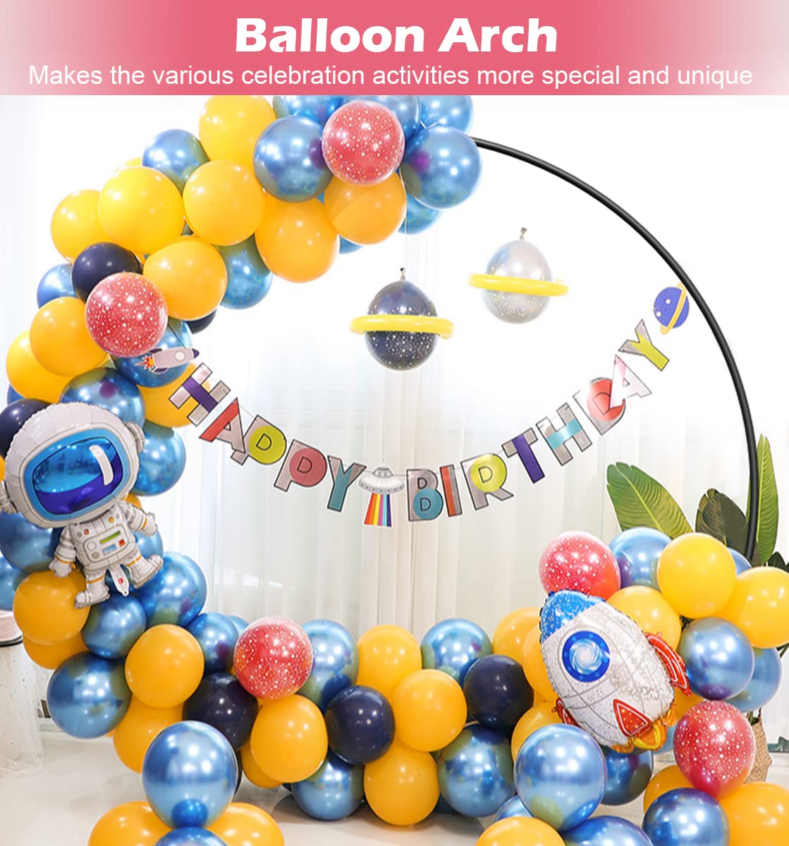 Large Wedding Arch for Ceremony 7Ft, Circle Arch for Party, Black