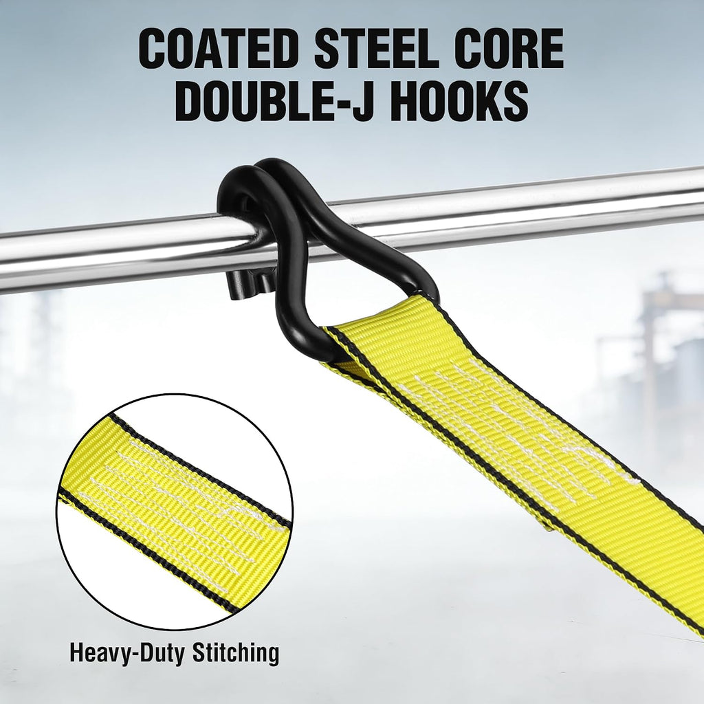 Ratchet Tie Down Straps, 2-Pack | 1.5" x 16' | 3300 lbs Break Strength Heavy Duty Ratchet Straps, Fits for Moving