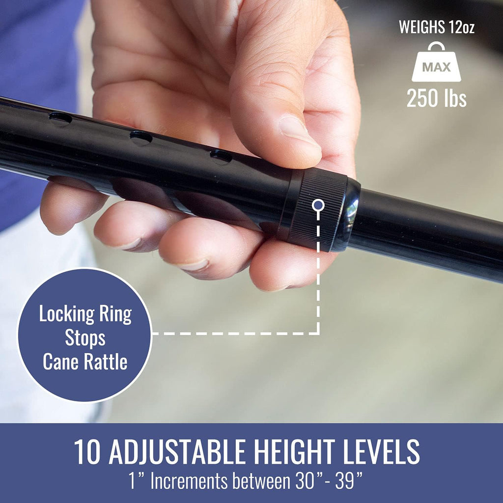 Walking Cane for Adult Men and Women, FSA Eligible, Lightweight and Adjustable, Ergonomic Hand Grip and Wrist Strap