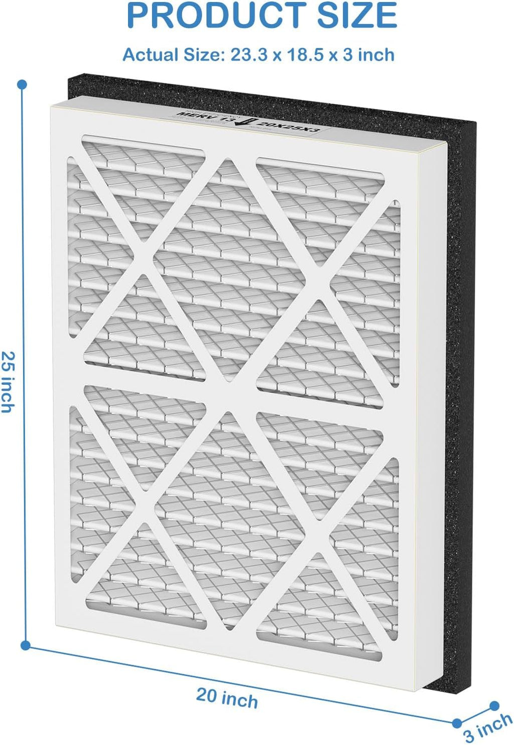 20x25x3 MERV 13 Pleated Air Filter Replacement Compatible with Honeywell Home Air Filter and Zephyr VGF Series