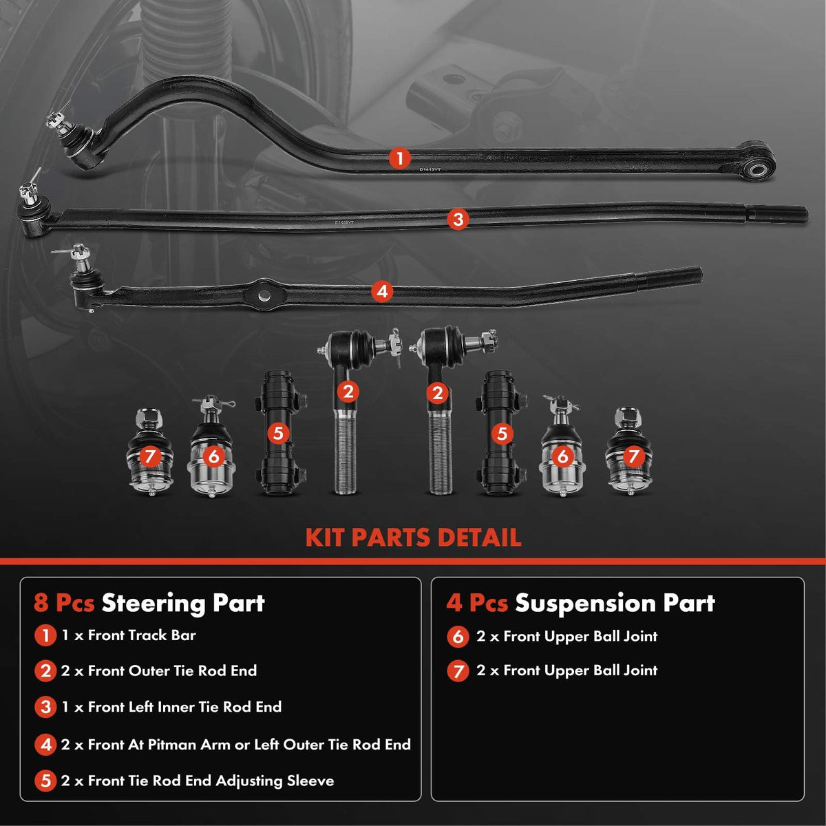 A-Premium 11Pcs Front Suspension Kit, Upper Lower Ball Joint