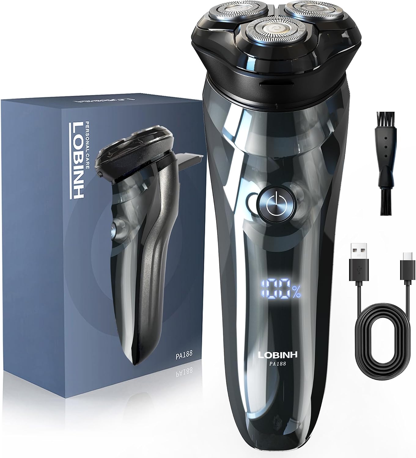 Electric Shaver for Men, 100% Washable Rotary Shaver, Men's Electric Razor | Rechargeable Waterproof, Wet & Dry