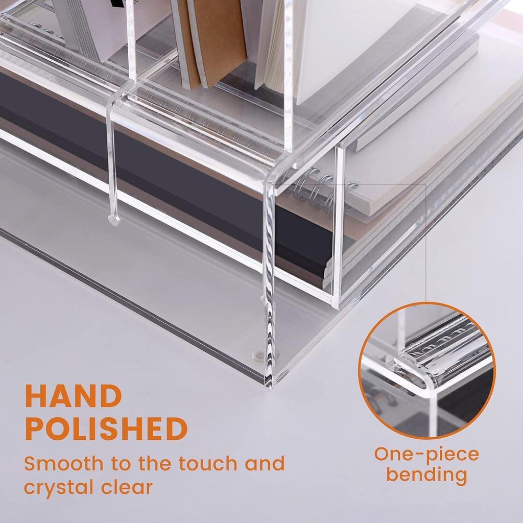 Desk Organizers and Accessories, Acrylic Desk Organizer with Drawer, Office Supplies Organization Storage, Clear