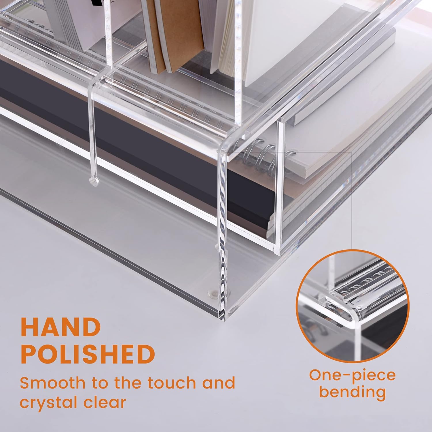 Desk Organizers and Accessories, Acrylic Desk Organizer with Drawer, Office Supplies Organization Storage, Clear
